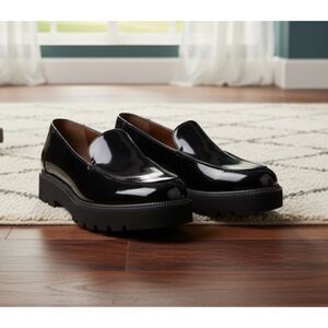 Franco Sarto Loafers Static Platform Black Patent Leather Retail $99 Size 8